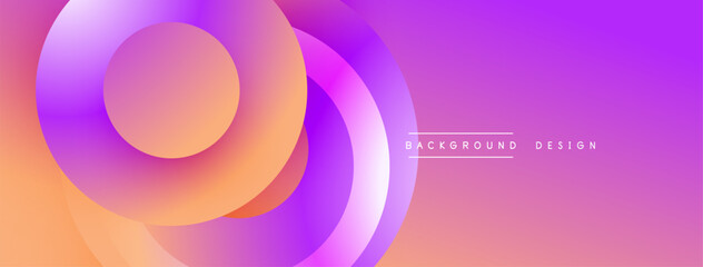 Abstract flowing shapes, vibrant gradients. Purple, orange hues dominate design. Modern aesthetic, clean lines present.