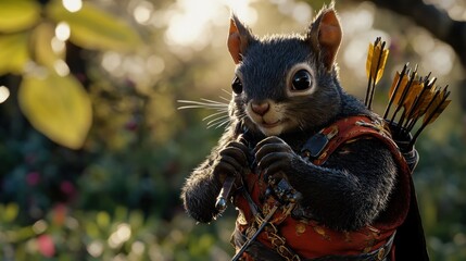 Squirrel archer illustration