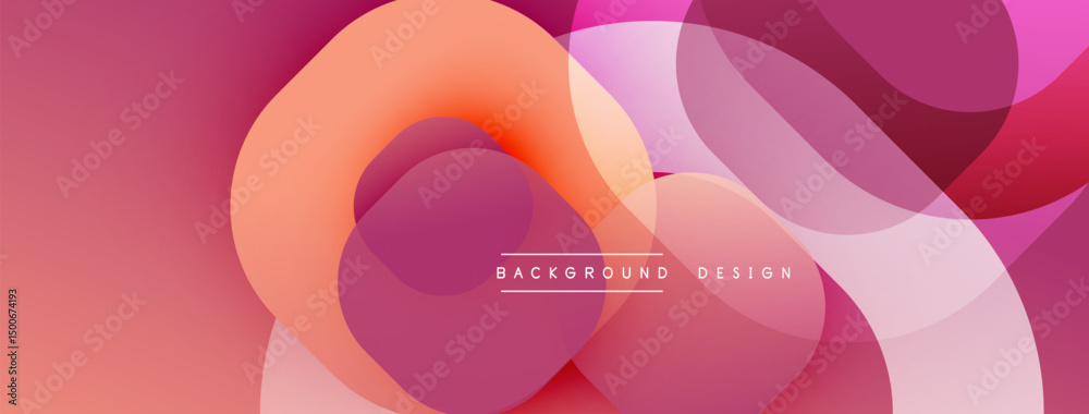 Fototapete abstract shapes overlap, creating vibrant pink, orange hues. modern design element for backgrounds, 