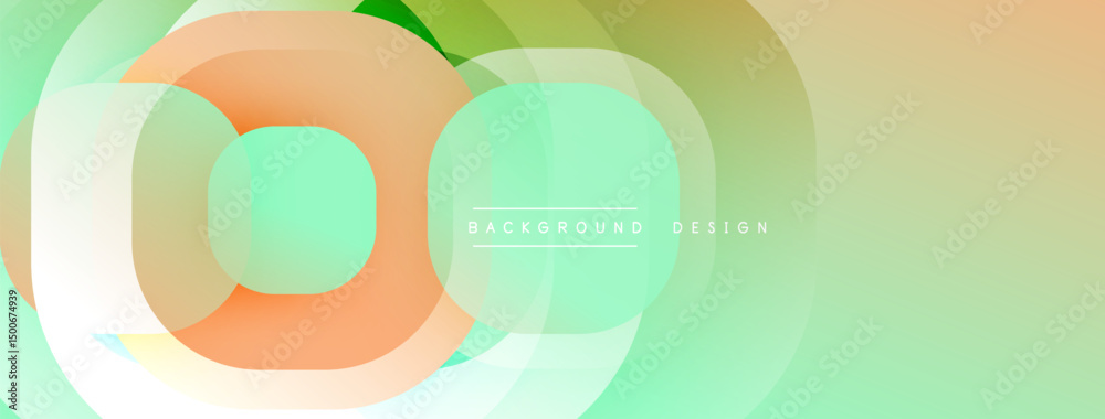 Leinwandbilder Abstract layered shapes create soft color gradients. Minimalist design with light green, orange hues. Modern background texture.