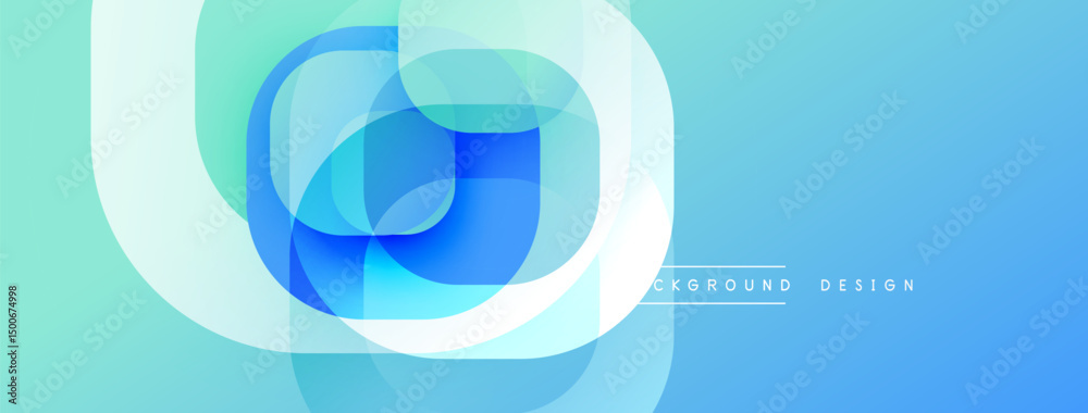Aufkleber Abstract blue design. Layered shapes create dynamic visual effect. Gradient background adds depth, modern aesthetic.