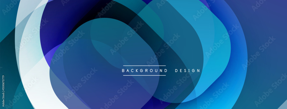 Aufkleber Abstract layered shapes create dynamic blue gradient composition. Modern design element for backgrounds, banners, presentations.