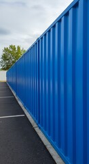 Obraz premium Blue Metal Shipping Container Wall Exterior Texture Photo