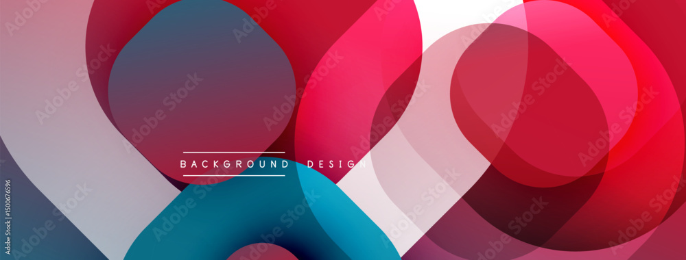 Aufkleber Abstract colorful overlapping circles create dynamic background. Modern design features gradients, shapes, vibrant hues.