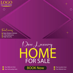 Home for sale social media poster design vector templates