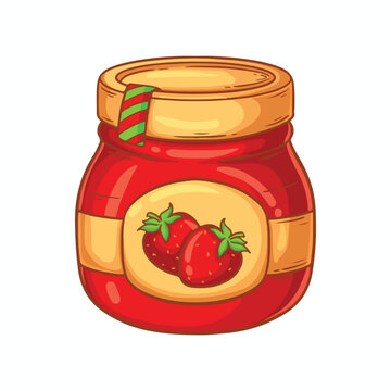 recommend clip art: illustration art cute strawberry jam jar line art sticker design