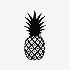 Obraz premium Minimalist Pineapple Vector Silhouette – Elegant High-Contrast Fruit Design on White Background