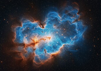 Cosmic Nebula Photo of Blue Orange Clouds and Stellar Background
