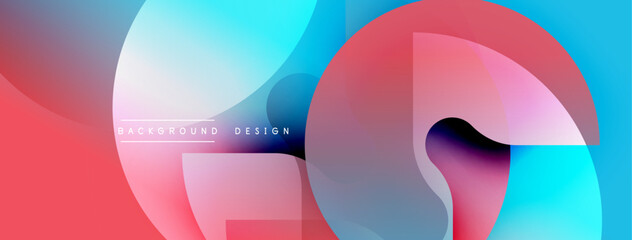 Abstract fluid shapes, vibrant colors blend. Red, blue hues dominate design, creating modern aesthetic. Background features smooth gradients.