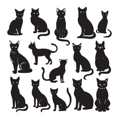 cat bundle silhouette in vector style in white background