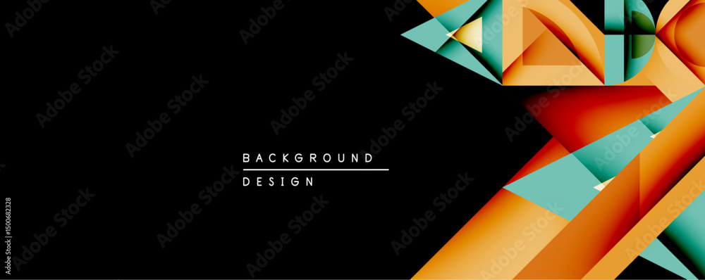 Aufkleber abstract geometric design features vibrant orange, teal, yellow shapes. modern background with dynam