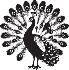 Peacock silhouette vector isolated on white background