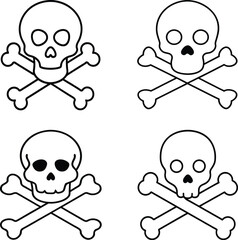skull and crossbones line art vector illustration