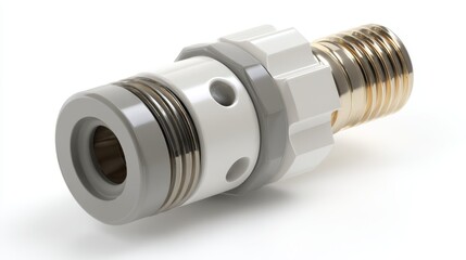 Detailed Close-Up of a Brass and Plastic Valve Connector Component