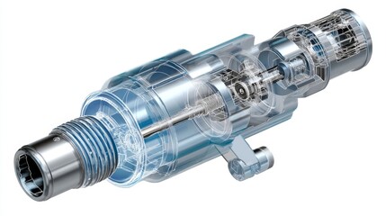 Detailed Technical Illustration of a Mechanical Component in 3D