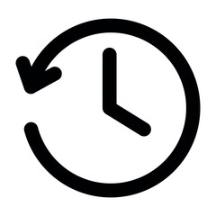 rewind time icon. history icon. counterclockwise Triangle arrow. back time icon. clock with circular arrow. rewind icon for app and website. vector illustration on transparent background. past time