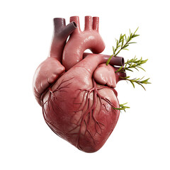 Anatomical heart with sprouting life