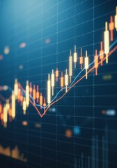 Digital Finance Chart Illustration With Blue And Orange Tones And Data Analysis