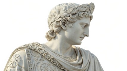 Obraz premium Marble Statue Roman Emperor Bust, Laurel Wreath, Classical Sculpture, Roman Sculpture Keywords Emperor, Ancient Rome
