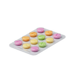 Colorful pills in blister pack