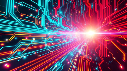 Abstract Glowing Circuit Board Illustration