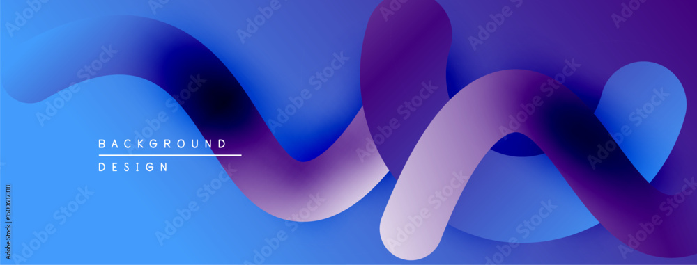 Fototapete abstract fluid shapes, vibrant blue purple gradients. modern design element, smooth curves create dy