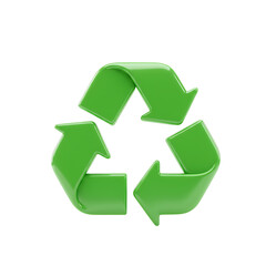 Obraz premium Gleaming green recycle symbol on white