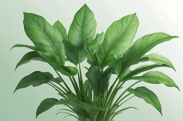 Fototapeta premium Lush green spathiphyllum plant indoor houseplant