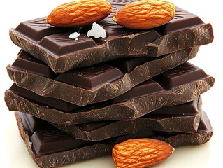 Almonds and Sea Salt Flakes on Rich Chocolate Bark, an Artisan Design