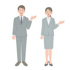 案内をするビジネスパーソンの男女