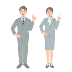 指差しをするビジネスパーソンの男女