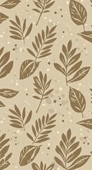 Floral Pattern Background Illustration With Brown Leaves and Texture