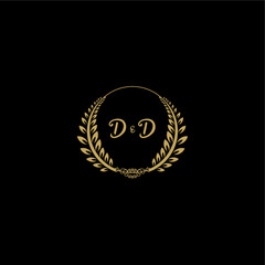 DD beautiful, feminine and elegant wedding monogram initial logo with circle floral gold