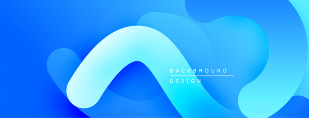 Abstract blue background. Fluid shapes overlap, creating dynamic visual effect. Modern design element for digital projects.