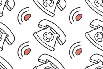 seamless pattern with telephone icon set