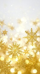 Golden Snowflake Bokeh Festive Background Winter Holiday Celebration