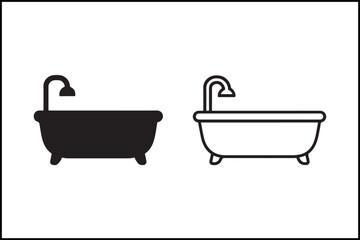 Bathroom Tub Minimal Icon Design