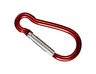 single red carabiner isolated