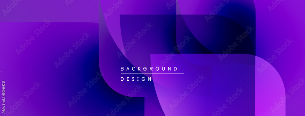 Poster Abstract purple design features overlapping shapes. Gradient colors create dynamic visual effect. Modern background suitable for presentations.