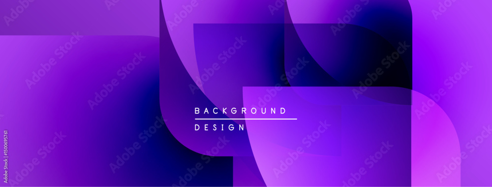 Poster Abstract purple background. Overlapping shapes create dynamic visual effect. Modern design elements present smooth gradients.