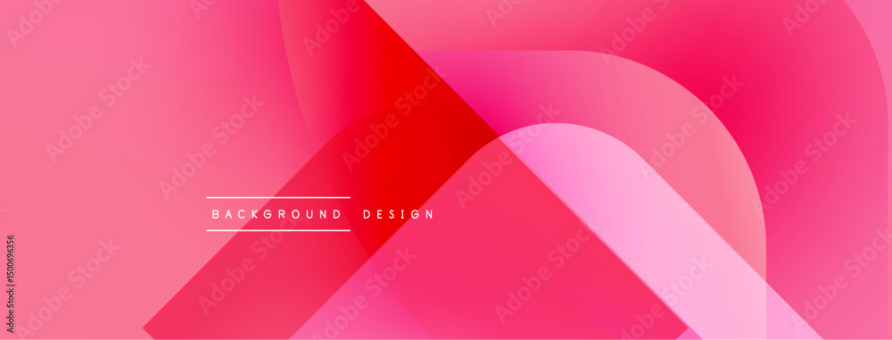 Poster Abstract pink background. Overlapping shapes create dynamic visual effect. Modern design elements present smooth gradients.