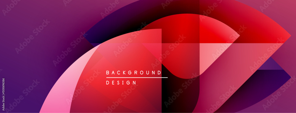 Leinwandbilder abstract geometric shapes overlap, creating vibrant purple, red gradients. text reads background des