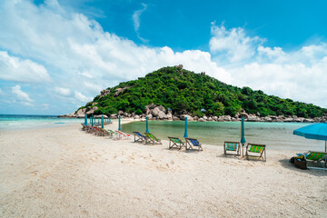 Beach and beach chairs for relaxing on Nang Yuan Island