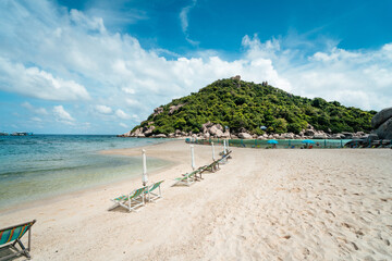 Beach and beach chairs for relaxing on Nang Yuan Island