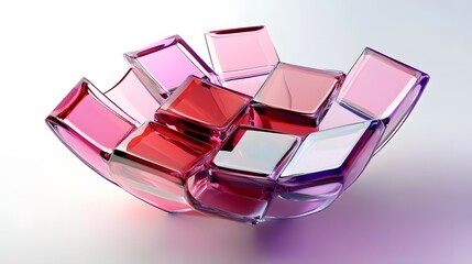 Abstract design of a bowl composed of many differently colored cubes.