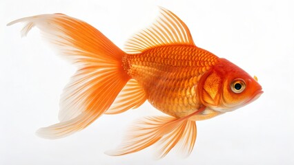 Vibrant Orange Goldfish with Flowing Fins, Aquatic Animal Portrait, Fish Photography Goldfish, Pet Fish