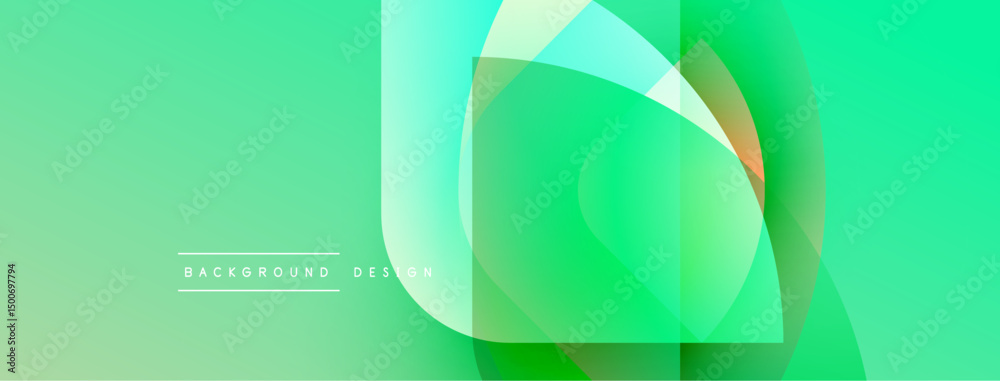 Leinwandbilder Abstract green background. Overlapping shapes create dynamic visual effect. Modern design suitable for digital projects.