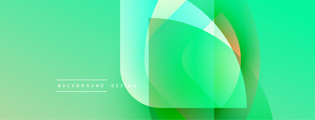 Abstract green background. Overlapping shapes create dynamic visual effect. Modern design suitable for digital projects.