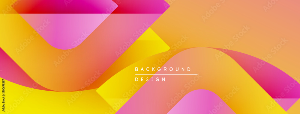Aufkleber Abstract vibrant layers overlap. Gradient colors blend, creating dynamic visual effect. Modern design element for backgrounds.