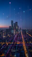 Fototapeta premium Futuristic Smart City with Digital Connectivity